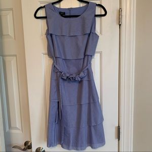 Talbots Layered Cotton Dress w/ fabric flower belt
